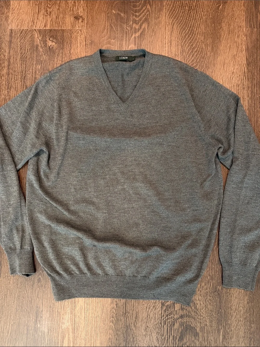 J. Crew Men's Charcoal V-Neck Sweater